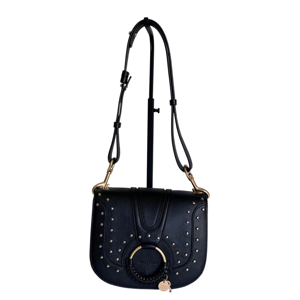 Sea by Chloe' Black Hana Star-Studded Leather Crossbody Handbag EUC Authentic